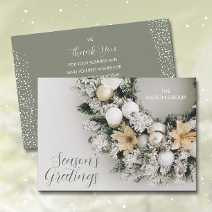 Tarjeta Festiva Navidades de Pine Wreath Business Gracias