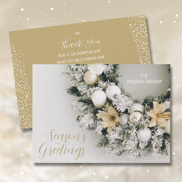 Tarjeta Festiva Navidades de Pine Wreath Business Gracias