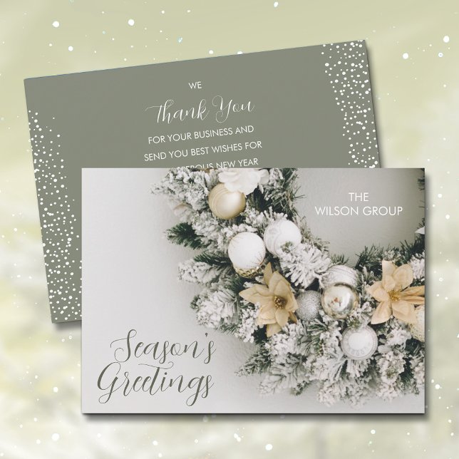 Tarjeta Festiva Navidades de Pine Wreath Business Gracias (Subido por el creador)
