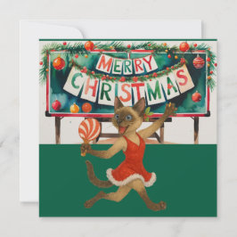 Tarjeta Festiva Navidades de ping pong temen a amantes de gatos si