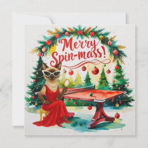 Tarjeta Festiva Navidades de ping pong temen a amantes de gatos si