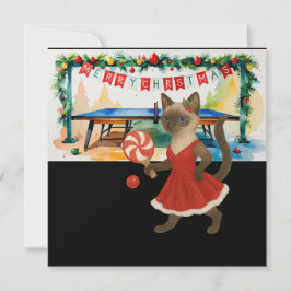 Tarjeta Festiva Navidades de ping pong temen a amantes de gatos si