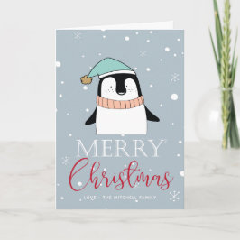 Tarjeta Festiva Navidades de pingüino lindo estilo Personalizado d