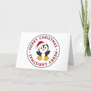Tarjeta Festiva Navidades de pingüinos nevan animales de invierno