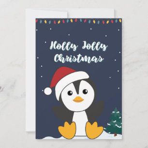 Tarjeta Festiva Navidades de pingüinos nevan animales de invierno 