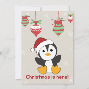 Tarjeta Festiva Navidades de pingüinos nevan animales de invierno 