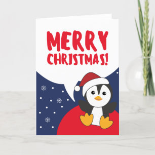 Tarjeta Festiva Navidades de pingüinos nevan animales de invierno