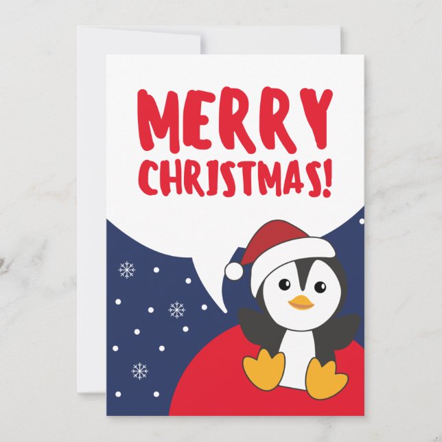 Tarjeta Festiva Navidades de pingüinos nevan animales de invierno  (Anverso)