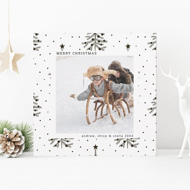 Tarjeta Festiva Navidades de Pino Blanco y Negro (Subido por el creador)