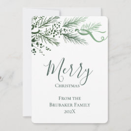 Tarjeta Festiva Navidades de pino de mano moderna y personalizada