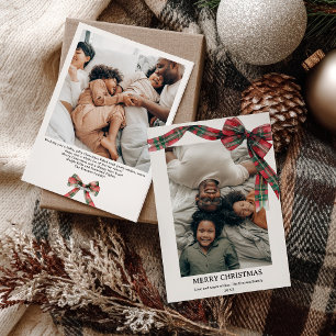Tarjeta Festiva Navidades de Plaid Coquette Bow Winter 2 Foto