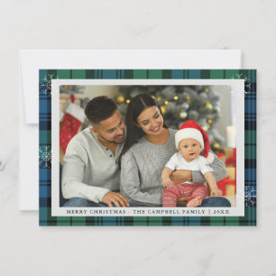 Tarjeta Festiva Navidades de Plaid Family Photo Campbell Tartan