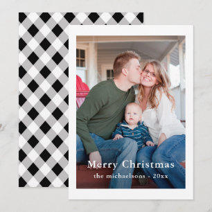 Tarjeta Festiva Navidades de plástico blanco y negro