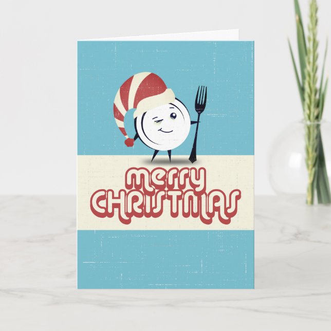Tarjeta Festiva Navidades de plato para la cena restaurante de coc (Anverso)