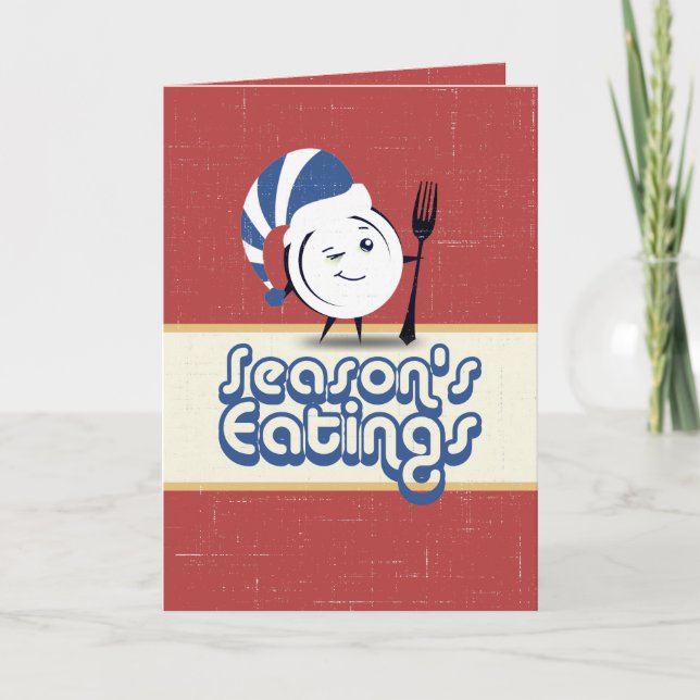 Tarjeta Festiva Navidades de plato para la cena restaurante de coc (Anverso)