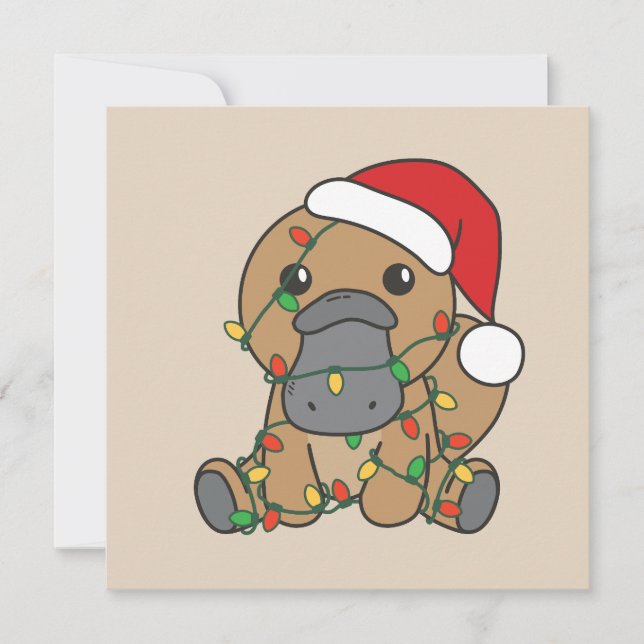 Tarjeta Festiva Navidades de Platypus Animales de Invierno Holiday (Anverso)