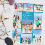 Tarjeta Festiva Navidades de playa de Collage de fotos familiar Bl<br><div class="desc">personalizable azul moda playa playa familia foto Navidades de collage con tus fotos tropicales favoritas al sol. Añada 9 de sus recuerdos favoritos de sus vacaciones en la isla a la costa. Bonitas tarjetas de vacaciones costeras con un diseño de fotografías limpio y moderno y escritura blanca bonito.</div>