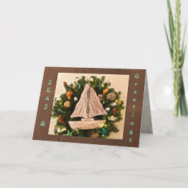 Tarjeta Festiva Navidades de playa de la costa tropical SEAS y Gre