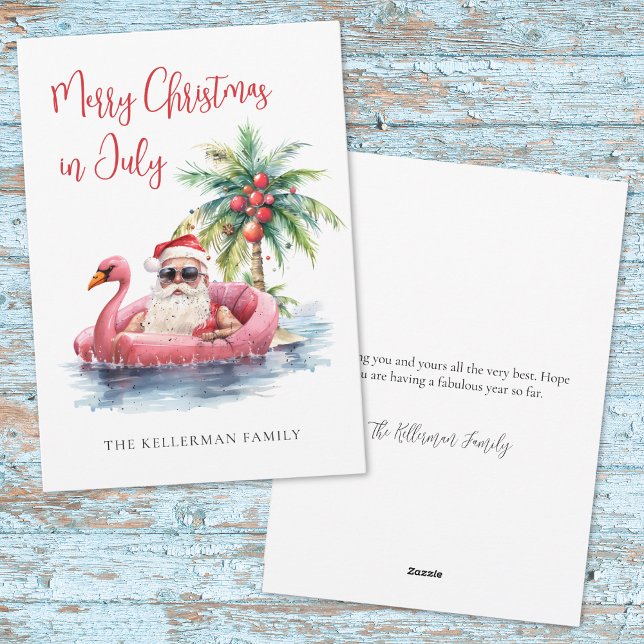 Tarjeta Festiva Navidades De Playa En Julio (Beach Christmas In July Holiday Card)