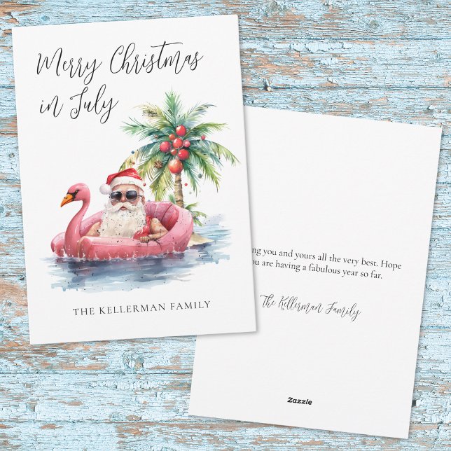 Tarjeta Festiva Navidades De Playa Tropical En Julio (Tropical Beach Christmas In July Holiday Card)