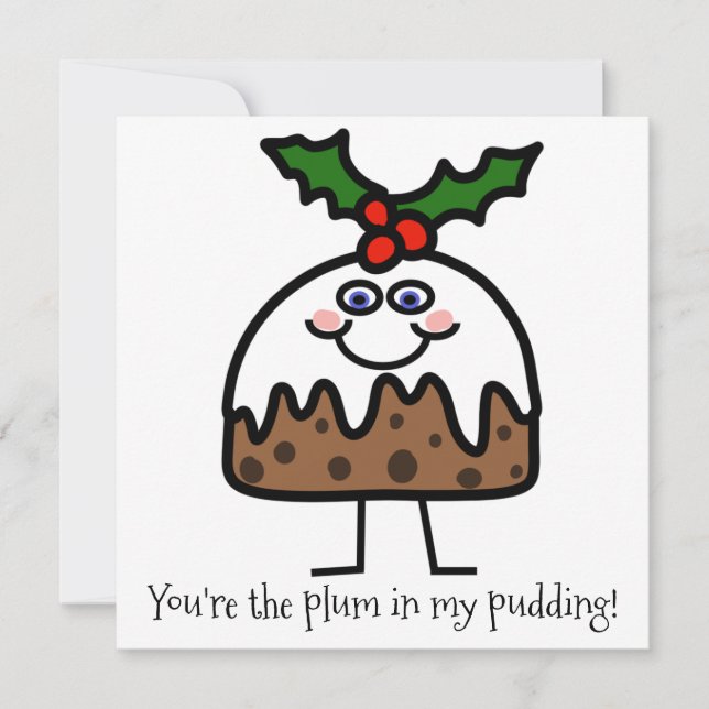 Tarjeta Festiva Navidades de Plum Pudding PUdding Funny HOLIDAY CA (Anverso)