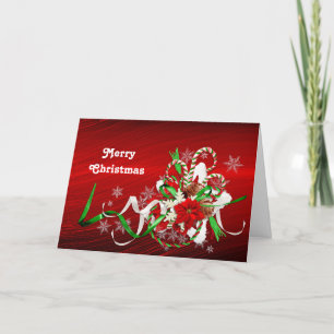 Tarjeta Festiva Navidades de Poinsettia Candy Cane Bouquet
