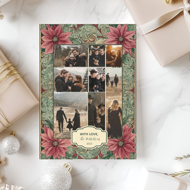 Tarjeta Festiva Navidades de Poinsettia de la época de la foto (Subido por el creador)