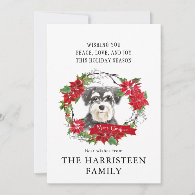 Tarjeta Festiva Navidades de Poinsettia de la marca Schnauzer Mini (Anverso)