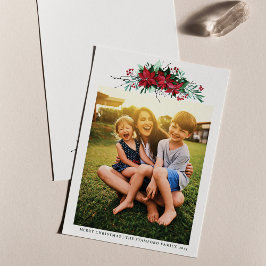 Tarjeta Festiva Navidades de Poinsettia Fotográfica Familiar