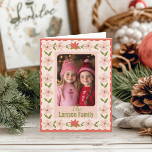 Tarjeta Festiva Navidades de Poinsettia Rosa