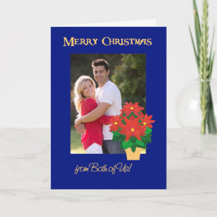 Tarjeta Festiva Navidades de Poinsettias Rojas Foto de los dos