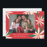 Tarjeta Festiva Navidades de Poinsettias Vintage<br><div class="desc">Personalizar con su saludo o mensaje para la temporada de vacaciones. Marco original de Becky Nimoy. Añadir una foto en la parte posterior o un mensaje. El patrón se puede quitar si se desea</div>