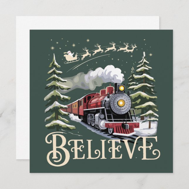 Tarjeta Festiva Navidades de Polar Express entregan para creer que (Anverso / Reverso)