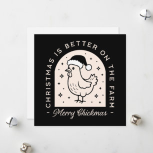 Tarjeta Festiva Navidades de pollo divertidos en la granja punks c