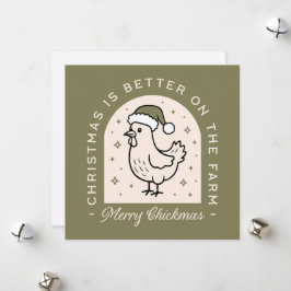 Tarjeta Festiva Navidades de pollo en la granja de cabras de granj