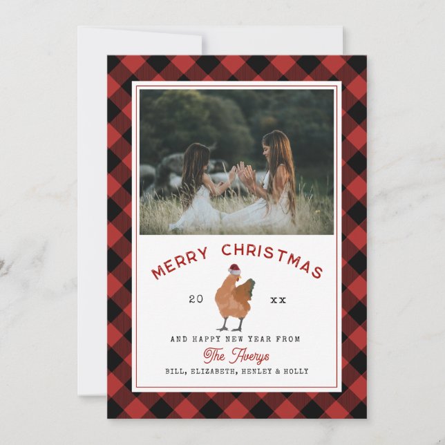 Tarjeta Festiva Navidades de pollo fotografiados (Anverso)