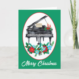 Tarjeta Festiva Navidades de profesores de música de piano acuarel