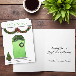 Tarjeta Festiva Navidades De Puertas Verdes Esta Decoración De Tem