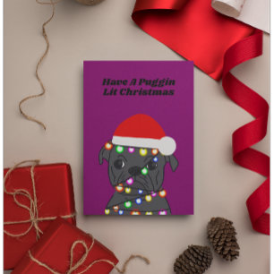 Tarjeta Festiva Navidades de pug Dog