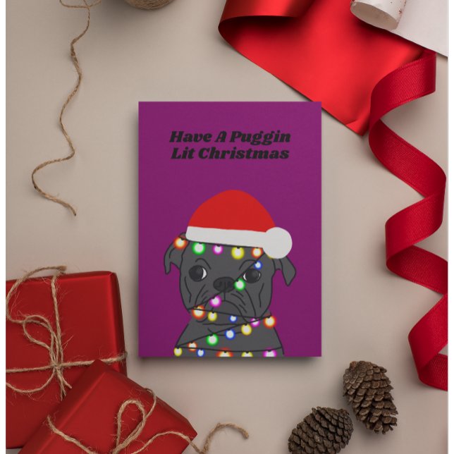 Tarjeta Festiva Navidades de pug Dog (Subido por el creador)