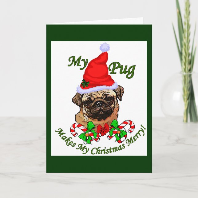 Tarjeta Festiva Navidades de Pug Lovers regalos (Anverso)