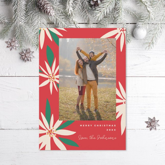 Tarjeta Festiva Navidades de punción de época fotográfica vertical (Subido por el creador)