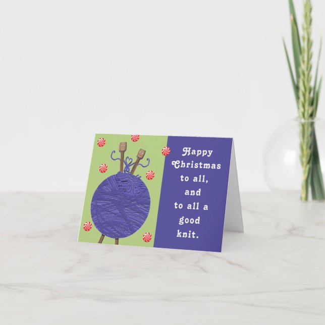 Tarjeta Festiva Navidades de punto (Anverso)