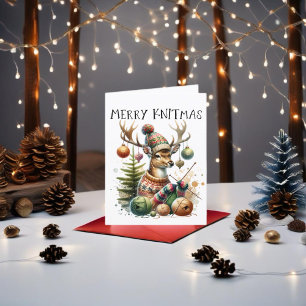 Tarjeta Festiva Navidades de punto de Knittmas de Merry