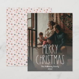 Tarjeta Festiva Navidades de Punto de Polka Boho oscuro - Foto ver