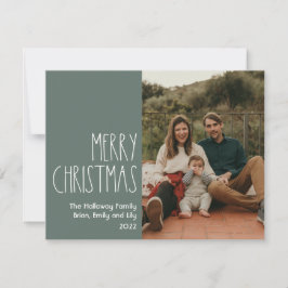 Tarjeta Festiva Navidades de Punto de Polka Boho Verde foto única