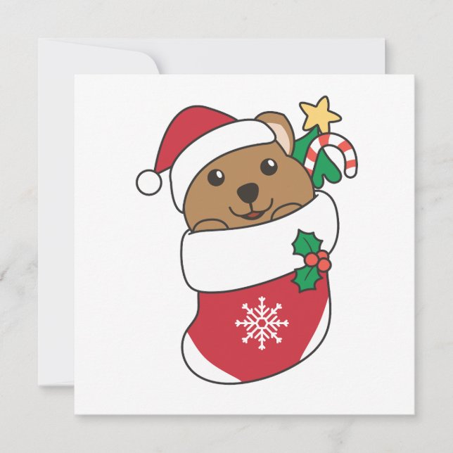 Tarjeta Festiva Navidades de Quokka Nievan animales de invierno Fi (Anverso)