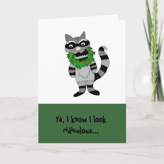 Tarjeta Festiva Navidades de Raccoon graciosos (Anverso)