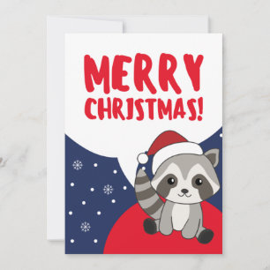 Tarjeta Festiva Navidades de Raccoon Nieve Raccoons Holiday Car