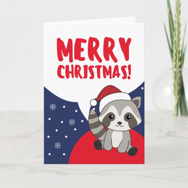 Tarjeta Festiva Navidades de Raccoon Nieve Raccoons Holiday Car (Anverso)